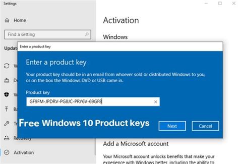 Activation windows 10 product key